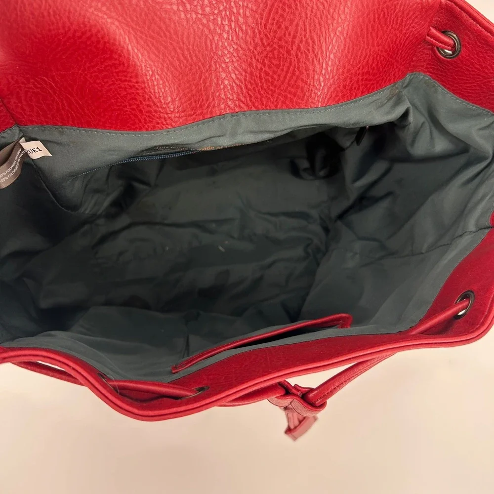 MATT & NAT Red‎ Vegan Leather Drawstring Backpack Convertible Shoulder Bag